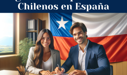 Crea una imagen cuadrada que represente a una atractiva pareja chilena, sonriendo mientras firman un contrato de seguros. El entorno es acogedor pero profesional, con la pareja sentada en un escritorio, lo que transmite la importancia del momento a la vez que mantiene un ambiente relajado. La bandera chilena se incluye sutilmente en el fondo o como parte de la decoración, destacando el origen cultural de la pareja. La imagen debe transmitir una sensación de seguridad y confianza. Incluya la URL 'https://www.segurodedecesos.top/' de forma discreta pero legible dentro de la imagen, asegurándose de que complementa el diseño general.