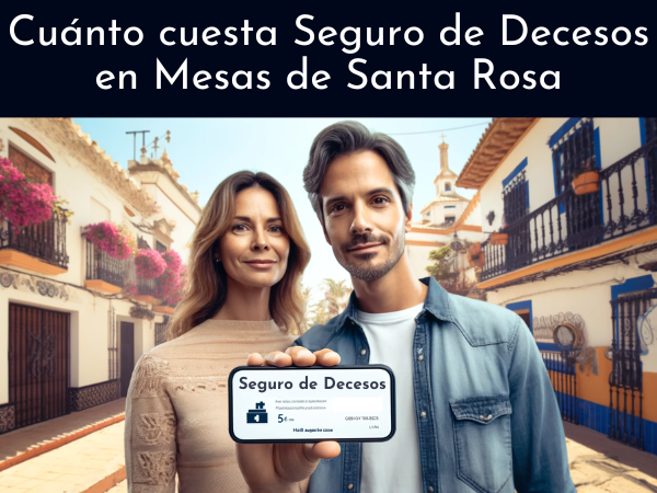 Un atractivo matrimonio de entre 35 y 55 años con rasgos andaluces, con el móvil en la mano, solicitando presupuesto para un seguro de decesos familiar. El escenario está en Mesas de Santa Rosa, Jerez de la Frontera, Cádiz. La imagen incluye una URL visible: https://www.segurodedecesos.top/. El fondo muestra elementos típicos de la región, incluida la arquitectura o decoración de estilo español.