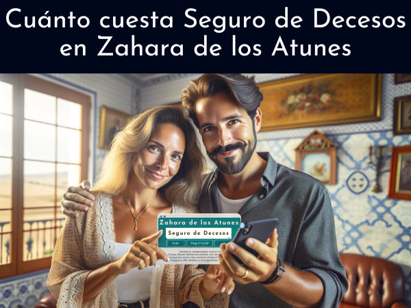 Imagen horizontal de una atractiva pareja, de 35 a 55 años, de rasgos andaluces, de Zahara de los Atunes, Cádiz. Están utilizando juntos un teléfono móvil para solicitar un presupuesto para un plan de seguro funerario familiar. La escena incluye una URL visible: https://www.segurodedecesos.top/. El entorno refleja el interior de una casa típica andaluza, con colores brillantes y decoración tradicional, enfatizando el trasfondo cultural de la pareja.